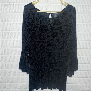 Chelsea & Theodore Black Velvet Burnout Top